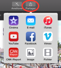 fonction partager d'iMovie